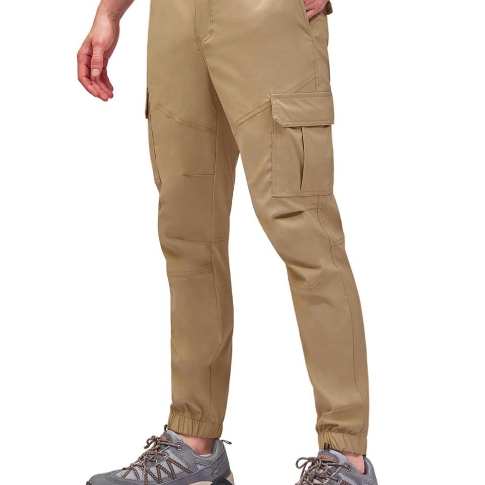 PULI Men's Waterproof Hiking Pants, Slim Fit Cargo Joggers, Stretch Quick Dry